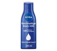 NIVEA Rich Body Milk (250 ml), for 48h Moisturiser, Lotion with 3-in-1 Formula for Dry Skin with Deep Care Serum, Almond Oil and Vitamin E