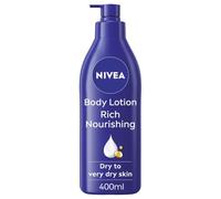 NIVEA Rich Nourishing Body Lotion, 400 ml | Hydrating Moisturiser for Dry Skin with Deep Moisture Serum and Almond Oil, Intensive Hydration Body Lotion, Fast Absorbing