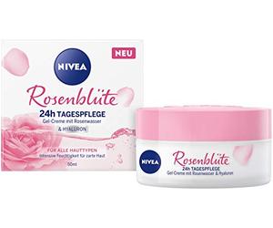 Nivea Rose Petal 24h Day Cream (50 ml), Face Care with Rose Water and Hyaluron, Light Gel Cream for Smooth Delicate Skin