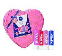 NIVEA Soft Lips Gift Set for Her, Lip Balm Set Includes Original Care, Soft Rose, Strawberry Shine, & Pearly Shine Lip Balms, NIVEA Lip Balms in a Heart-Shaped Tin