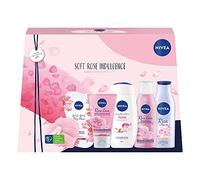 NIVEA Soft Rose Indulgence Gift pack, Full-Size Rosey Gift Set, Rose Themed Skincare Gifts for Her, Pampering Gifts for Women with a Floral Twist