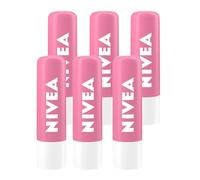 NIVEA Soft Rose Lip Balm - Natural Rose Extract Hydrating Lips Moisturiser, 24h Melt-In Care Formula Lip Care, Smooth Protective Chapstick for Dry & Cracked Lips | Pack of 6