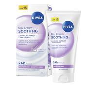 NIVEA Soothing Day Cream 24h Moisture SPF 15, Fragrance-Free Face Cream for Sensitive Skin, Delicate Day Cream with Grape Seed Oil