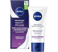 NIVEA Soothing Night Cream 24-Hour Moisture + Regeneration, Fragrance-Free Face Cream for Sensitive Skin, Delicate Night Cream with Grape Seed Oil