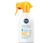 Nivea Sun Babies & Kids Sensitive Protective 5 in 1 Spf50+ Trigger Spray 270ml, Highly effective sun protection cream - Immediate protection from UVA and UVB rays, Pack of 1