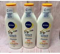 Nivea Sun Kids 3x 200ml Protect and Sensitive Sun Lotion with SPF 50+Very High