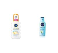NIVEA SUN Kids Protect & Sensitive Spray Sunscreen Spray with SPF 50+ & SUN After Sun Moisturising Soothing Lotion, Cooling Moisturiser with Aloe Vera, Naturally Soothing After Sun Care