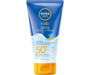 NIVEA SUN Kids Sun Cream, Instant & Long-Lasting Sun Protection, Waterproof, Sand & Sweat Resistant, Ultra Protection & Care Sun Lotion with SPF 50+ (150 ml)