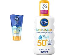 NIVEA SUN Kids Swim & Play // Ultra Protect & Play SPF 50+ Lotion (150ml), Water-Resistant Sunscreen & Sensitive Spray (200ml) Sunscreen Spray