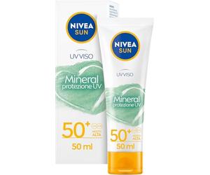 NIVEA SUN Mineral UV Face Cream FP50+ 50ml, Vegan and Biodegradable Face Sunscreen, Face Cream with 100% Mineral Original Filters, Organic Aloe Vera and Antioxidants