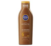 NIVEA SUN Protect & Bronze FP6 Sun Cream 200 ml Bottle, Tanning and Moisturising Cream, Sun Milk for a Golden Tan, Intense and Even
