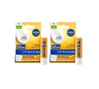 NIVEA SUN Protect Caring Lip Balm SPF50 (5.5ml), Factor 50 Lip Balm with Shea Butter, Protection Against UVA/UVB Rays with 24H Moisture, Lip Care, No