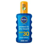 NIVEA SUN Protect & Dry Touch Invisible Sun Spray SPF 30 (200 ml), Water-Resistant Sun Oil, Immediate Protection against UVA & UVB Rays, Transparent/No White Marks