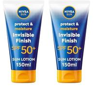 NIVEA SUN Protect & Moisture Invisible Finish Sun Cream SPF50+ (150 ml), Sun Lotion with Vitamin C and Hyaluron, 48H Moisture and Immediate UVA/UVB Protection, No White Cast Ultralight Formula
