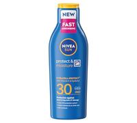 NIVEA SUN Protect & Moisture Sun Cream Lotion SPF 30 (400 ml), Sun Lotion with Vitamin C and Hyaluron, Provides 48H Moisture and Immediate UVA & UVB Protection, Water-Resistant, Leaves No White Cast