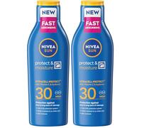 NIVEA SUN Protect & Moisture Sun Cream Lotion SPF 30 (400 ml), Sun Lotion with Vitamin C and Hyaluron, Provides 48H Moisture and Immediate UVA & UVB Protection, Water-Resistant, Leaves No White Cast