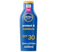 NIVEA SUN Protect & Moisture Sun Cream Lotion SPF 30 (400 ml), Sun Lotion with Vitamin C and Hyaluron, Provides 48H Moisture and Immediate UVA & UVB Protection, Water-Resistant, Leaves No White Cast