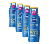 NIVEA SUN Protect & Moisture Sun Cream Lotion SPF 50 (400 ml), Sun Lotion with Vitamin C and Hyaluron, Provides 48H Moisture and Immediate UVA & UVB Protection, Water-Resistant, Leaves No White Cast