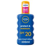 NIVEA SUN Protect & Moisture Sun Lotion SPF 20 (200 ml), Suncream with Vitamin C and Hyaluron, Provides 48H Moisture and Immediate UVA/UVB Protection, Fast-Absorbing, No White Cast Formula