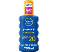 NIVEA SUN Protect & Moisture Sun Lotion SPF 20 (200 ml), Suncream with Vitamin C and Hyaluron, Provides 48H Moisture and Immediate UVA/UVB Protection, Fast-Absorbing, No White Cast Formula
