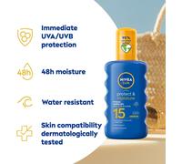 NIVEA SUN Protect & Moisture Sun Spray SPF 15 (200ml), Moisturising Suncream Sp