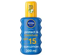 NIVEA SUN Protect & Moisture Sun Spray SPF 15 (200ml), Moisturising Suncream Spray with SPF 15, Highly Effective Sunscreen Providing Immediate