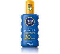 NIVEA SUN Protect & Moisture Sun Lotion SPF 20 (200 ml), Suncream with Vitamin C and Hyaluron, Provides 48H Moisture and Immediate UVA/UVB Protection, Fast-Absorbing, No White Cast Formula