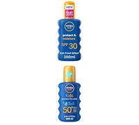 NIVEA SUN Protect & Moisture Sun Spray SPF 30 (200 ml) & NIVEA SUN Kids Protect & Care SPF 50+ Coloured Spray (200ml)