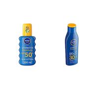 NIVEA SUN Protect & Moisture Sun Spray SPF 50+ (200ml) & Sun Lotion SPF 30 (200ml), Moisturising Sunscreen Spray & Lotion with SPF 50+/30, UVA/UVB Protection, Water Resistant, 48h Moisture