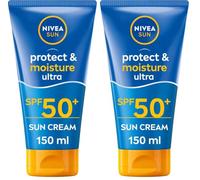 NIVEA SUN Protect & Moisture Ultra Sun Cream Lotion SPF 50+ (150ml), Water-Resistant Sunscreen, Sun Cream Provides Instant UVA/UVB Protection and Moisturises Skin for 48h (Pack of 2)