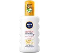 NIVEA SUN - Sensitive Instant Protection Sun Spray SPF 50+ - Protects against UVA/UVB & Sun Irritations - Aloe Vera, Antioxidants - Non Scented & Non-greasy Formula - Sensitive Skin - 200ml
