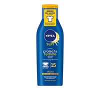 Nivea Sun solar milk 200 ml. Protection 15 with C Vitamin & Hyaluronic Acid, NIVEA SUN Protect & Hydrate Sun Milk 15+ protects your skin with an innovative balanced system, Pack of 1