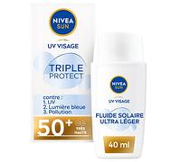NIVEA SUN Triple Protect Sun Care for Face 50+ (1 x 40 ml), Face Liquid with Ultra Light Texture, Everyday Protection, with Hyaluronic Acid
