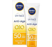 NIVEA Sun UV Face Anti-Age SPF 50 Cream (50ml) Q10 Sun Cream Protects Against UVA/UVB Rays and Premature Skin Ageing Anti-Ageing Cream Fights Fine