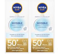 NIVEA SUN UV Face Invisible Daily Fluid SPF50+ (40ml), Face Sunscreen with Niacinamide, 8H Matte Effect SPF50 Face Moisturiser, Invisible On All Skin Tones (Pack of 2)