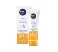 Nivea Sun UV Face Sensitive Cream Soothing UVA/UVB, 0% sticky SPF50, 50ml, Nivea Sun UV Face Sensitive Soothing UVA/UVB, 0% sticky skin feeling sunscreen protection SPF50+, 50ml, Pack of 1