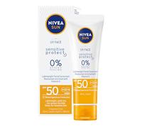 Nivea Sun UV Face Sensitive Cream Soothing UVA/UVB, 0% sticky SPF50, 50ml, Nivea Sun UV Face Sensitive Soothing UVA/UVB, 0% sticky skin feeling sunscreen protection SPF50+, 50ml, Pack of 1