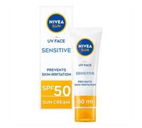 NIVEA SUN UV Face Sensitive Sun Skin Suncream SPF 50, 50 ml | Sunscreen for Ageing Facial Skin, UVA/UVB Protection, Prevents Skin Irritation, Sun Allergy Protection, Fragrance Free