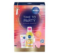 NIVEA TIME TO PARTY Beauty Gift Set, 5-Piece Collection | Premium Gifting & Beauty Kit with Micellar Water, Day Sun Cream SPF 15, Lip Oil, Flower Hair Clip & Beauty Sponge