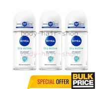Nivea Women Dry Active Deodorant Roll-on 72H Dual Protect Long-Lasting 3 x 50ml