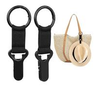 Niveaya Hat Clip for Travel on Bag - 2 Pack, Vacation Beach Cruise Essentials Accessory for Travel Handbag Backpack Luggage, Black + Black, 1