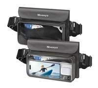 Niveaya IP68 Waterproof Fanny Pack - 2 Pack, Floating Dry Bag Pouch, Phone Waterproof Waist Pouch Dry Bag, Beach, Kayaking, Swimming, Boat Essentials, for iPhone 16/15/14/13/12 Pro Max up to 9.5"