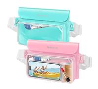 Niveaya IPX8 Waterproof Fanny Pack - 2 Pack, Floating Dry Bag Pouch, Phone Waterproof Waist Pouch Dry Bag, Beach, Kayaking, Swimming, Boat Essentials, for iPhone 17/16/15/14/13/12 Pro Max up to 9.5"