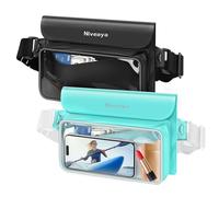 Niveaya IPX8 Waterproof Fanny Pack - 2 Pack, Floating Dry Bag Pouch, Phone Waterproof Waist Pouch Dry Bag, Beach, Kayaking, Swimming, Boat Essentials, for iPhone 17/16/15/14/13/12 Pro Max up to 9.5"