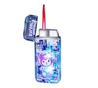 NIVEK LED Light Up Cool Transparent Lighter Glow in The Dark Illumination Kitty KT Cat Melody Kuromi Japanese Character Kawaii Pink Flame (Clear Kuromi)