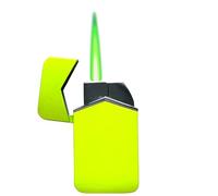 NIVEK Torch Green Flame Lighter Cool Trendy Windproof Chrome Button Refillable Adjustable Compact Pocket Size Multi-Color (Neon Glossy)