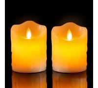 NIVELA Flameless Candles, 3 X 4'' Flameless Candles with Remote, 2 Set Battery Operated Candle, Real Wax Dripping LED Candles with Timer, Flickering Feature, Electric Fake Candle for Christmas Decor