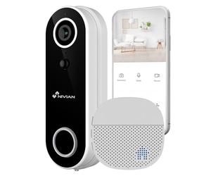 NIVIAN - WiFi Smart Video Doorbell with Full HD Camera, Two-Way Audio, Motion Detection, Night Vision, Rechargeable Battery, Compatible with Tuya App, Alexa and Google