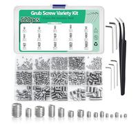 Nivithi 520pcs Grub Screws Assorted Set,M3 M4 M5 M6 M8 Cone Point Small Stainless Steel Screws,Grub Screw Kit for Door Handles,Fixtures,Repair,Assortment Box,GS2