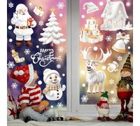 Niviy Christmas Window Stickers 190 Pcs - 9 Sheets Large-Size Reusable Double-Side Static Cling Snowflakes Christmas Decorations for Glass, Removable Xmas Decoration for Home & Office